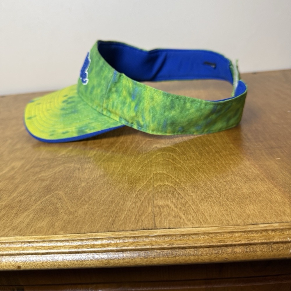 Salt Life Visor Blue Green Yellow Hook Loop Close Adjustable Size Summer Hat - Picture 2 of 7